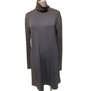 Ann Taylor LOFT Turtleneck Dress Womens Medium Gray Long Sleeve Knit Dress